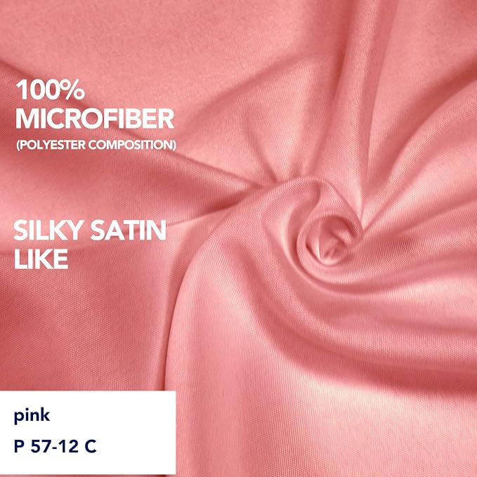 PureFit Wrap Around Ruffled Bed Skirt, Pink, Queen/King - 14" Drop | Wrinkle Free Bedskirt Dust Ruffles, Easy to Put On Frame Cover with Adjustable Elastic Belt