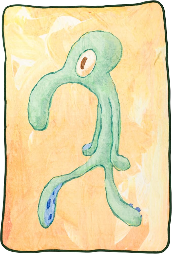 Silver Buffalo Spongebob Squarepants, Fleece Throw Blanket, 45x60in | Squidward Artwork, Soft and Cozy, 180 GSM