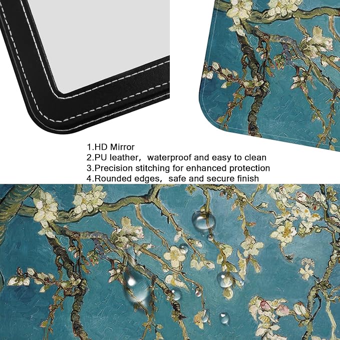Portable Mirror, Folding Travel Makeup Mirror Adjustable Stand for Desk Compact Personal Hand Mirror for Makeup, Almond Blossom Van Gogh Art Artistic Gifts for Mum Girl Teenager