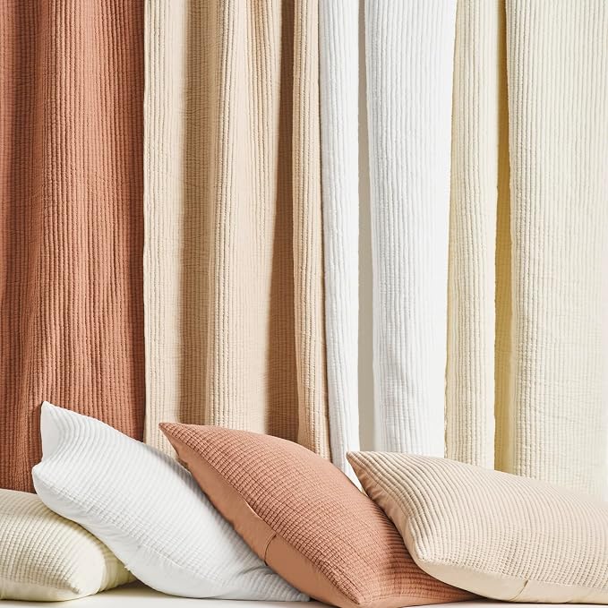 EVERGRACEHOME Cotton Ribbed Matelassé Coverlet Set, King Size, Clay | Soft Lightweight Bedspread, 3 Pieces, Breathable Cozy Oversized Quilted Bedding Set for All Seasons, with 2 Pillow Shams