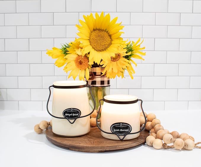 Milkhouse Lemon Macaroon Scented Soy Candle, 16 oz Butter Jar, 65+ Hr Burn