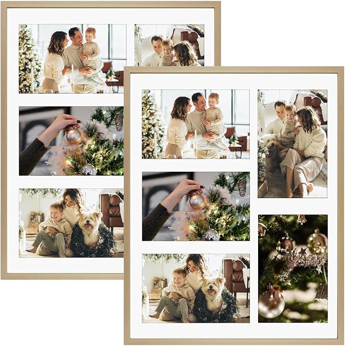 Golden State Art 11x14 Collage Frame w/Mat for 5 4x6 Photos Gold 2 Pack