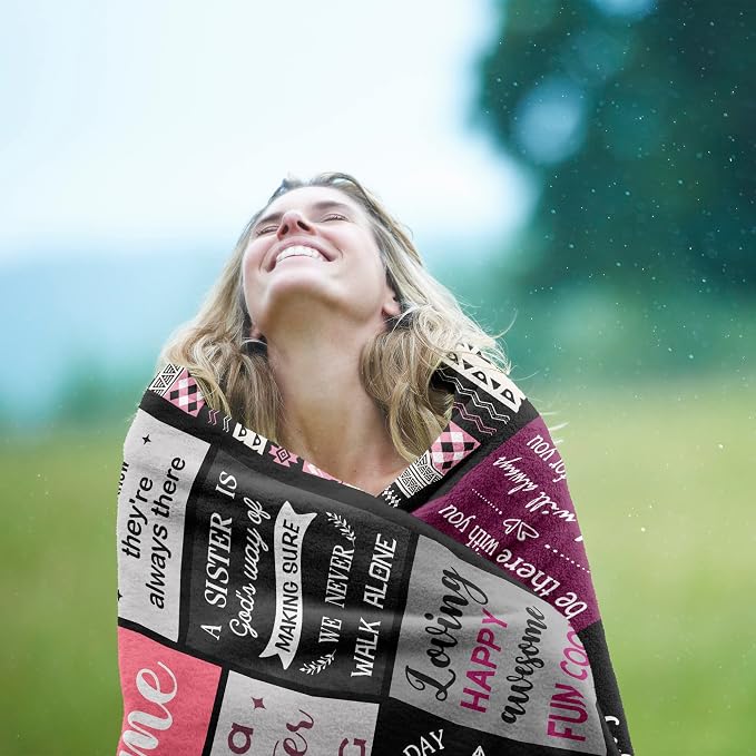 Ruvinzo Sister Gifts from Sis, Sisters Birthday Gift Idea, Best Sister Ever Gift for Women, Birthday Gifts for Sisters, Sis Soft Throw Blanket 80" x 60"
