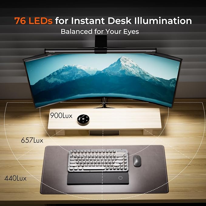 Quntis Monitor Light Bar with Remote, Eye-Care No Glare Computer Light Bar