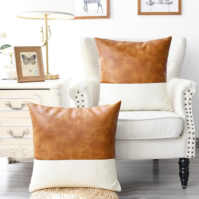 CaliTime Decorative Couch Throw Pillow Covers 20 X 20 Inches Ivory