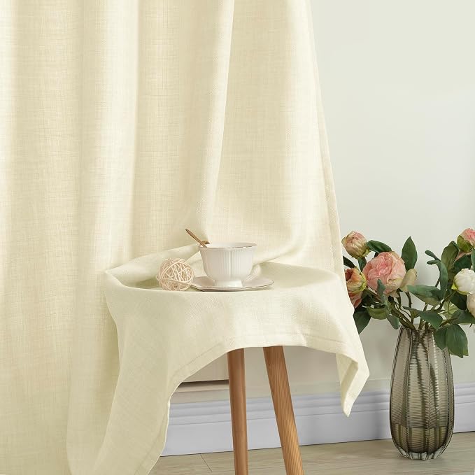 Beige Polyester Curtains 84 Inch Length for Living Room, Grommet Top Thick Light Filtering Drapes Privacy Boho Neutral Panels for Farmhouse/Bedroom, 2 Panels Set, 52 x 84 Inch, Light Beige | Light Filtering, Semi Sheer, Privacy Protected, Boho, Neutral...