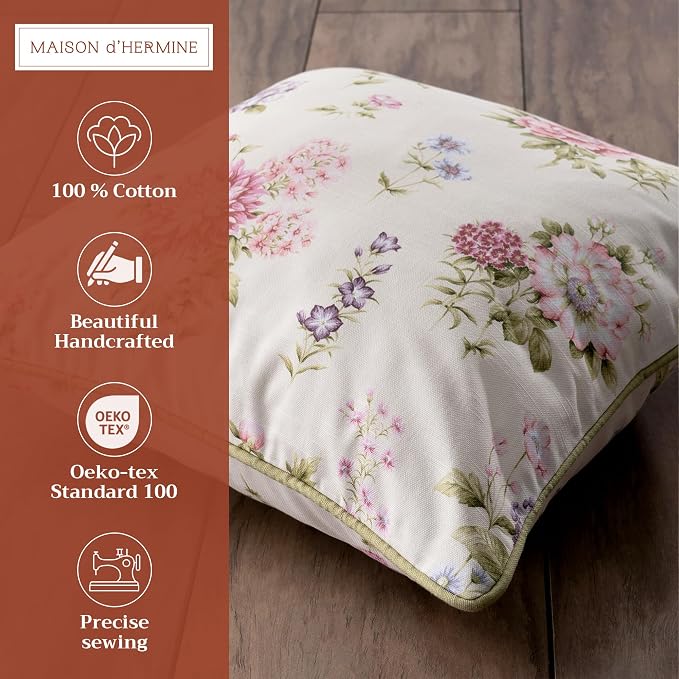 Maison d' Hermine Throw Pillow Covers 100% Cotton (18" x 18" - Pack of 1)