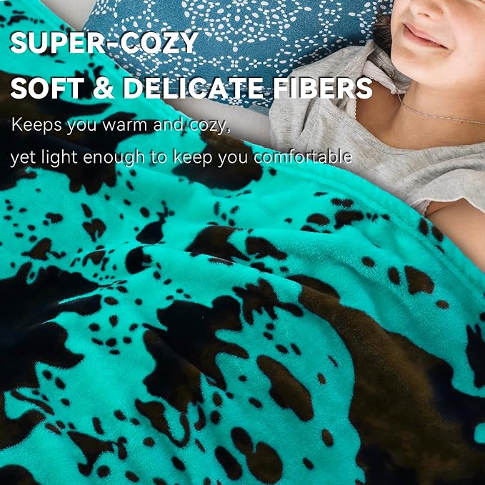 Teal Blanket Queen Size, Lightweight All-Season Plush Turquoise Soft Fleece Throw for Bed Couch, Home Decor Housewarming Gifts 90x90