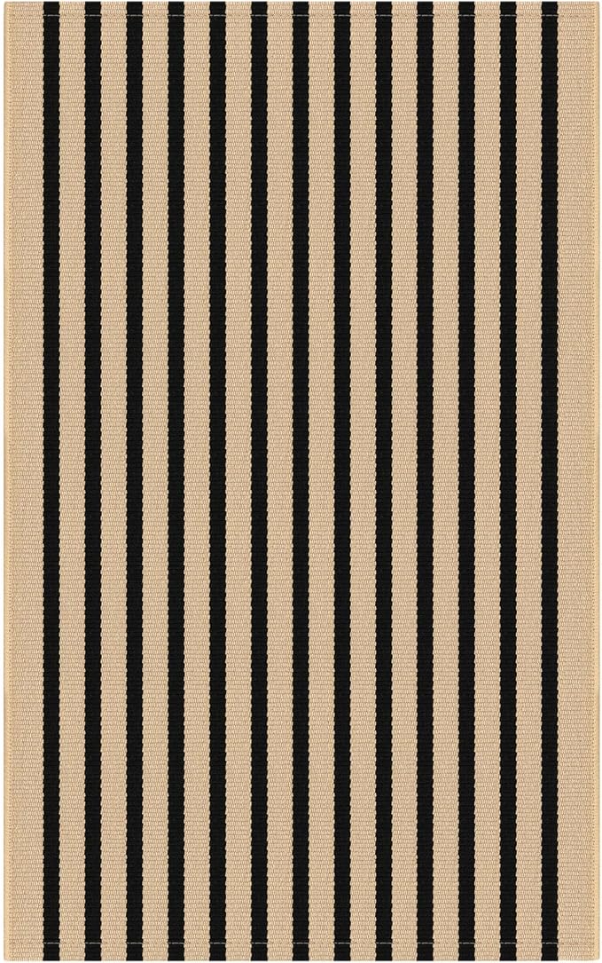 KILOCOCO Striped Rug 2.3'x3.6' Indoor Outdoor Rugs Front Door Mat, Brown | Cotton Washable Striped Front Porch Rug, Woven Layered Doormats, Welcome Mat for Entryway, Low Pile Kitchen Rugs