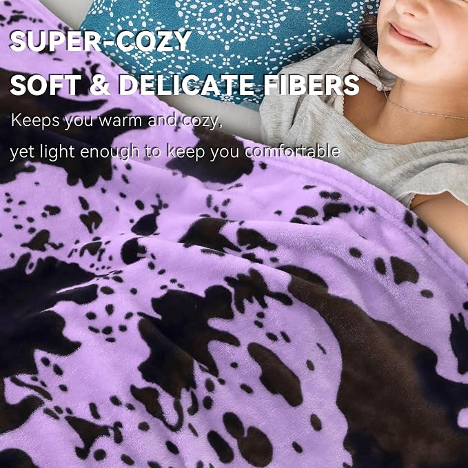Purple Throw Blanket for Girls, Cute Soft Small Fleece Blankets for Bed Nursery Stroller Crib, Lavender Purple Gifts for Girls Boys Birthday, 40"x50"