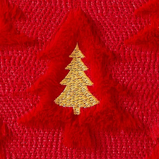 Allorry Christmas Pillow Covers 18x18 Set of 2 Red Double Xmas Tree Pillow Covers Soft Plush Faux Fur Christmas Decorations for Xmas Winter Holiday Home Bedroom Sofa Cushion Cases PT-008B18