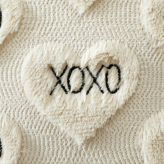 Artscope Valentines Pillow Covers 16x16 Set of 2 Decorative Love Heart XOXO Valentine's Day Throw Pillow Cases Soft Plush Faux Fur Couch Cushion Case for Holiday Sofa Bed Room Home Decor-Beige XOXO