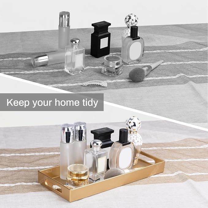 MAONAME Golde Bathroom Tray, Rectangular Toilet Tank Trays with Handles