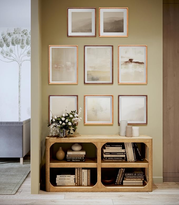 12x16 Picture Frame with Mat for 8.5x11, USA-Sourced Natural Teak Wood Handcrafted Rounded Corner with Plexiglass, Vertical or Horizontal Display Photo Document Gallery Wall Poster Frame