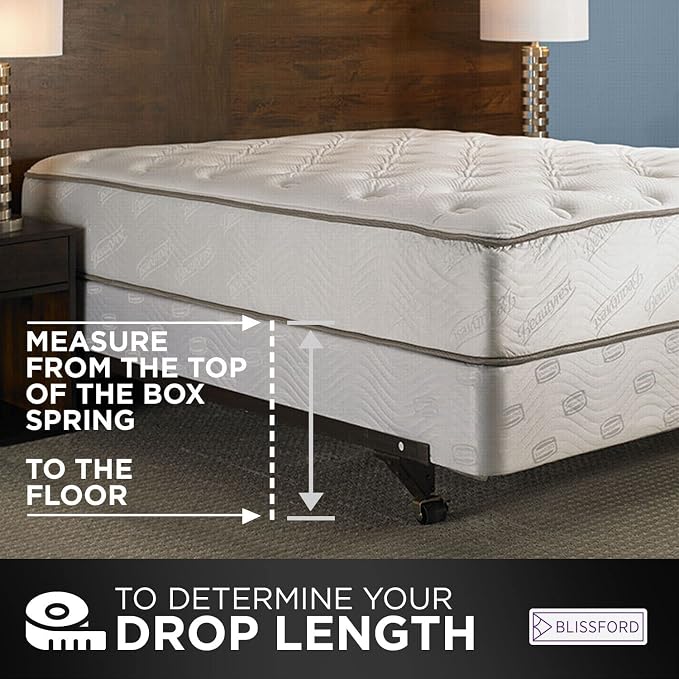 BLISSFORD White Bed Skirt Twin Size 18 inch Drop - with Split Corners - Cotton Blend Ruffle Bed Skirt, Dust Ruffle with Platform White Twin Bedskirt, Machine Washable