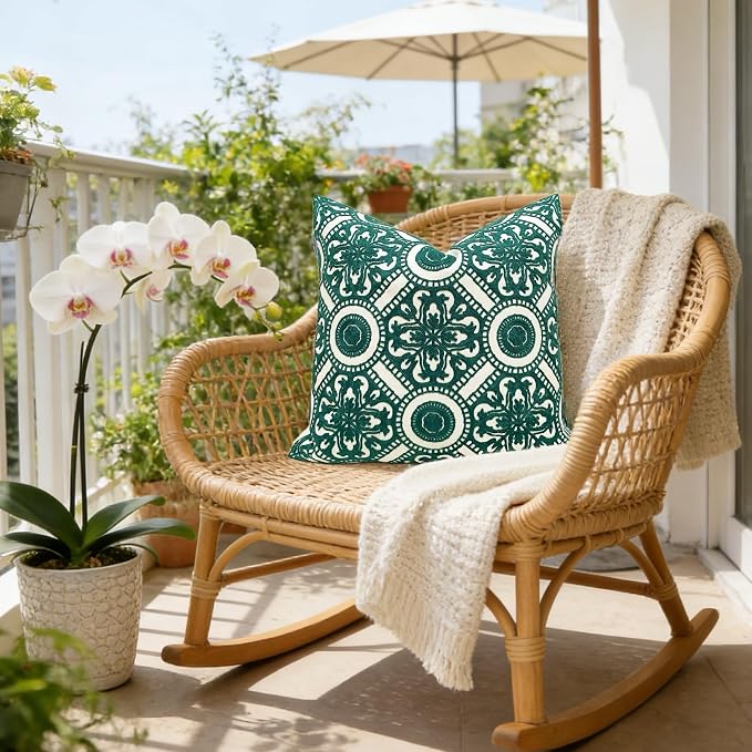 Slow Cow Embroidery Decorative Throw Pillow Cover Cushion Cover for Couch Sofa Bedroom Flower Pattern Pillowcase Accent Pillow Cover 18 x 18 Inches