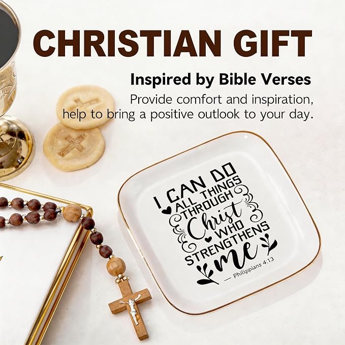 Christian Gifts for Women Bible Verse Jewelry Dish, Religious Gift for Her