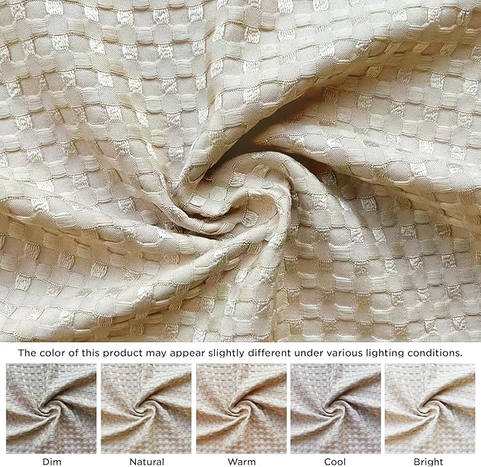 MIYE Pleated Waffle Weave Bed Skirt, Tailored Dust Ruffle 12 Inch Drop Easy Fit, Machine Washable,No Split Corners (Beige, Queen - 12" Drop)