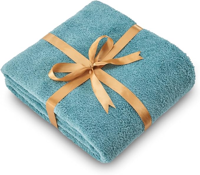 NEWCOSPLAY Knitted Throw Blanket for Couch Sofa Bed, Light Teal, 90"x90" | Super Soft Plush, Fuzzy Fluffy Microfiber, Lightweight Cozy Blanket for Room Decor, All Season Use