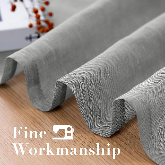 H.VERSAILTEX Ultimate Natural Effect Linen Semi-Sheer Curtains,Nickel Grommet Window Curtain Panels for Living Room/Bedroom(Set of 2)