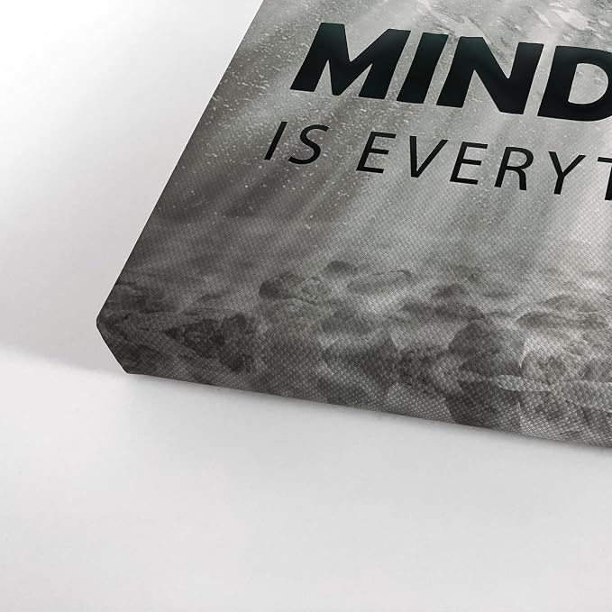Smile Art Design Black and White Mindset is Everyting Orange Fish vs Shark Motivational Wall Art Canvas Print Inspirational Entrepreneur Quote Office Living Room Decor Gift Ready to Hang 12x8