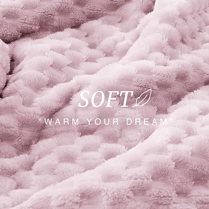 EXQ Home Gentle Soft Fleece Throw Blanket – Cozy Lightweight 3D Imitation Turtle Shell Jacquard Blanket for Couch Bed – All-Season Warm Fuzzy Flannel Blanket for Women Mom Gift(60"x80",Purplish Pink)