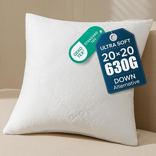 Phantoscope 20x20 Throw Pillow Inserts, Ultra-Soft Air Layer Pillow 1 Pack | Premium Down Alternative Throw Pillows for Couch, Bedroom, Soft Choppable Decorative Pillows, Square Cushion Sham Stuffer