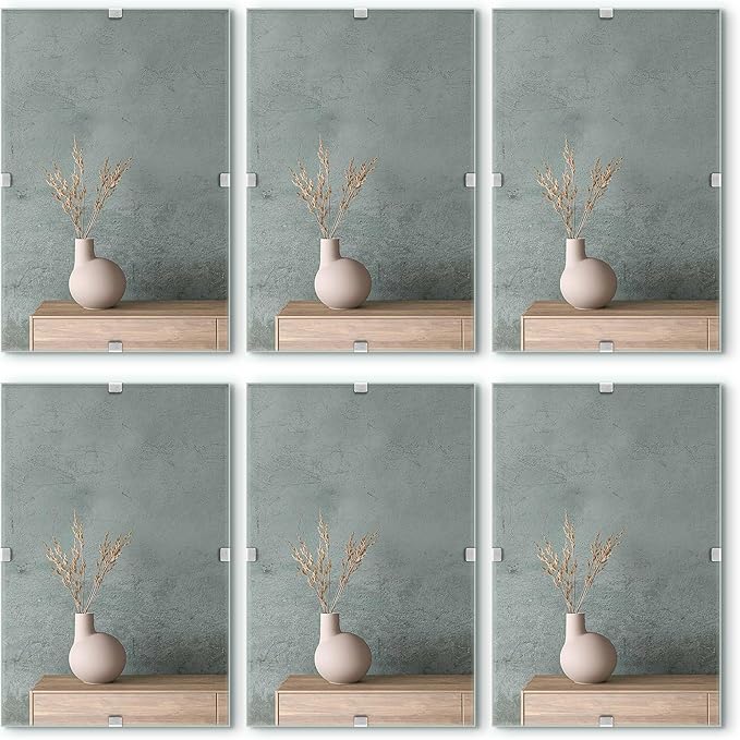 Golden State Art, 4x6 Glass Clip Picture Frame 6 Pack