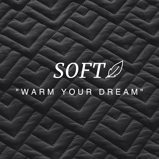 EXQ Home Quilt Set Queen Size Summer Squares Pattern Black Bedspread | Bedding Set For All Season Use, Soft & Breathable Coverlet,3-Piece Set Includes 2 Shams, Machine Washable