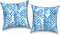 Outdoor Pillow Covers for Patio Furniture 20x20 Inch, Decorative Patio Throw Pillow Covers Set of 2, Modern Square Cushion Cases for Porch Garden Home Office, Blue Bricks