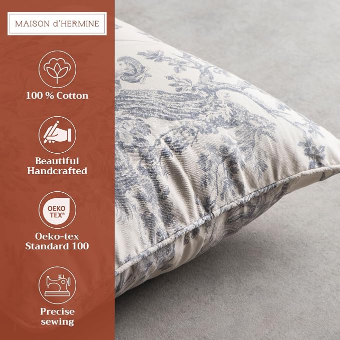 Maison d' Hermine Throw Pillow Covers 100% Cotton (20" x 20" - Pack of 1)