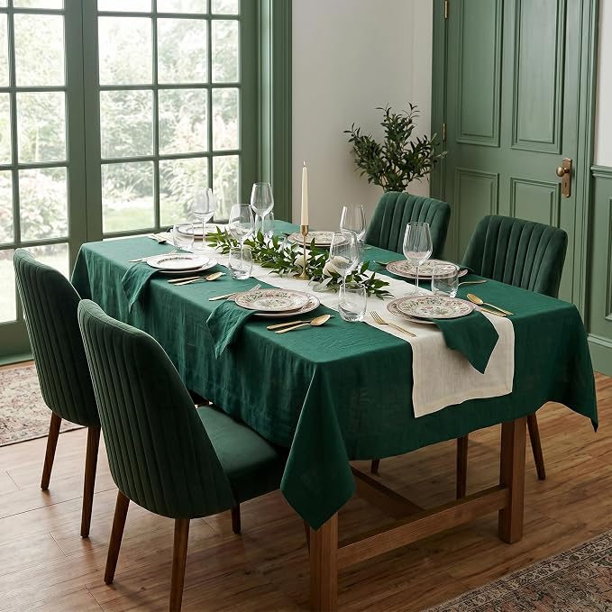 Solino Home 100% Pure Linen Table Runner Ivory Extra Long, Fete 14 x 120 in | brings a tailored look to family meals and hosting, European flax fibres, handloomed texture, soft, fine, OEKO-TEX Certified