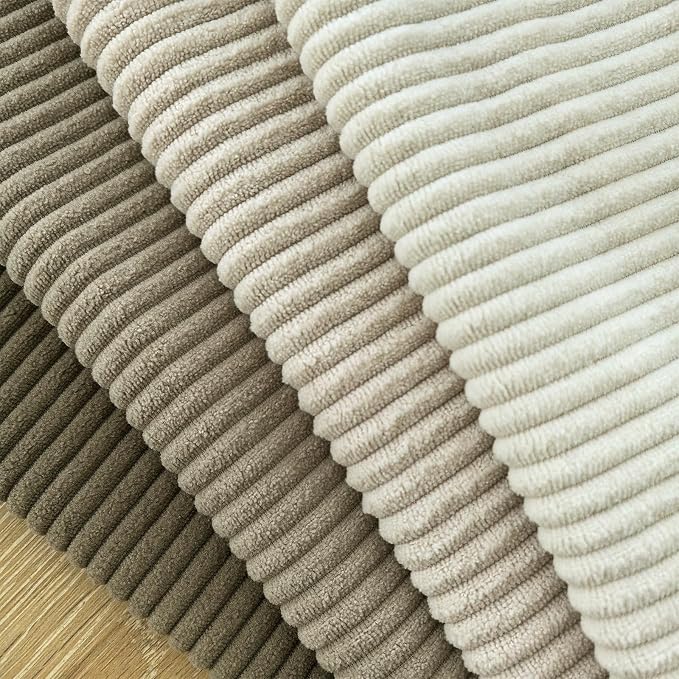 Pack of 4 Throw Pillow Covers Corduroy 18x18 Inch,Natural | Decorative Velvet Couch,Summer Cases Square,Farmhouse Boho Cushion Covers for Sofa Bed Living Room Home Decor & Office