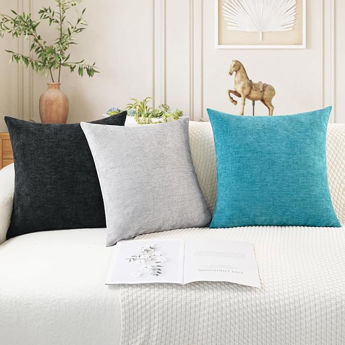 CaliTime Decorative Couch Throw Pillow Covers 16 X 16 Inches Lake Blue