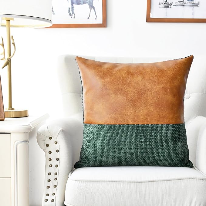 CaliTime Decorative Couch Throw Pillow Covers 18 X 18 Inches Dark Green