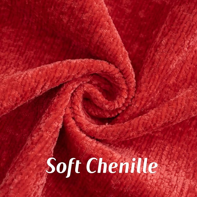 FUTEI Pack of 2 Chenille Soft Throw Pillow Covers 18x18 Inch, Red