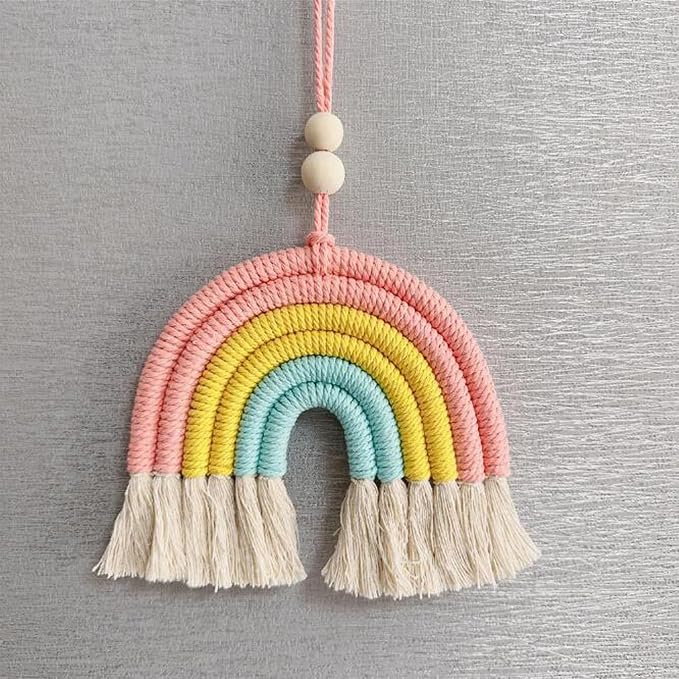 1PCS Colorful Rainbow Wall Decor - Handmade Weaving Ornament Pendant Decoration Wall Decor Hanging Home Decoration (Blue)