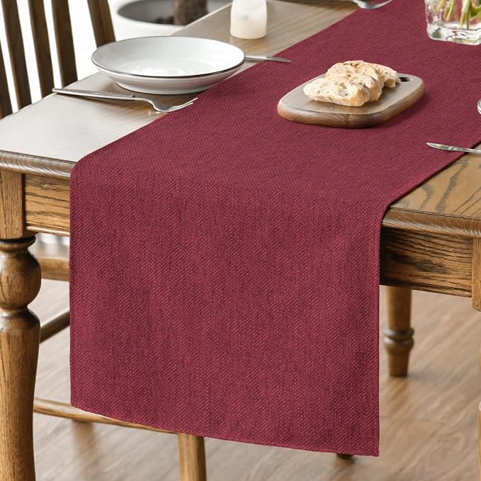 Artoid Mode Dark Red Table Runner, Seasonal Christmas Valentine's Washable Kitchen Dining Table Decoration for Home Party Decor 13x60 Inch