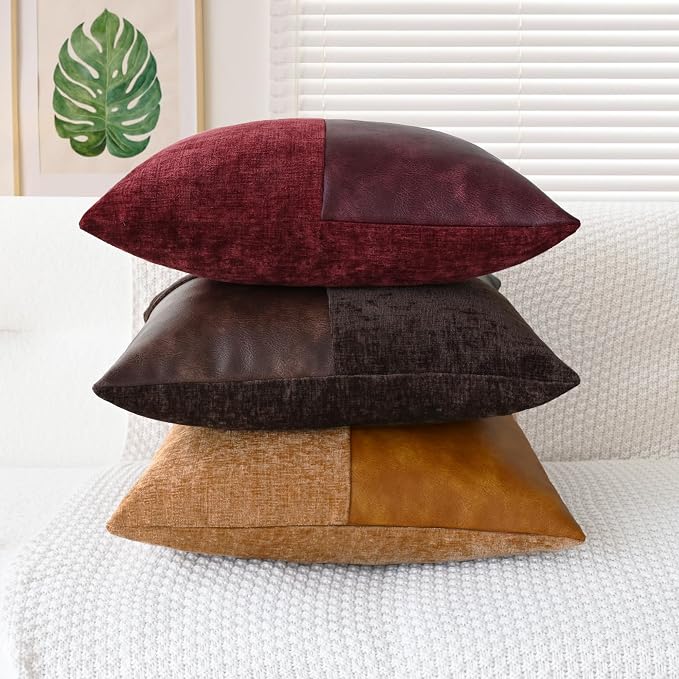 CaliTime Decorative Couch Throw Pillow Covers 16 X 16 Inches Burgundy Red