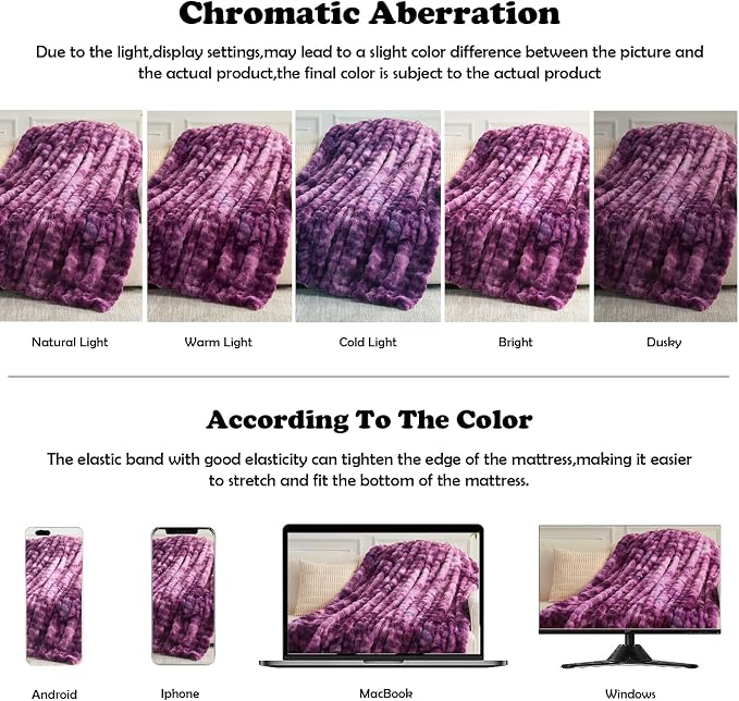 NEWCOSPLAY Faux Fur Bubble Twin Blanket for Couch, Tie-Dye Purple, 60"x80" | Fluffy Soft Thick Warm Bubble Blanket for Couch Sofa Bed 700GSM, Plush Cozy Luxury Decorative Throw, Gift for Women Men