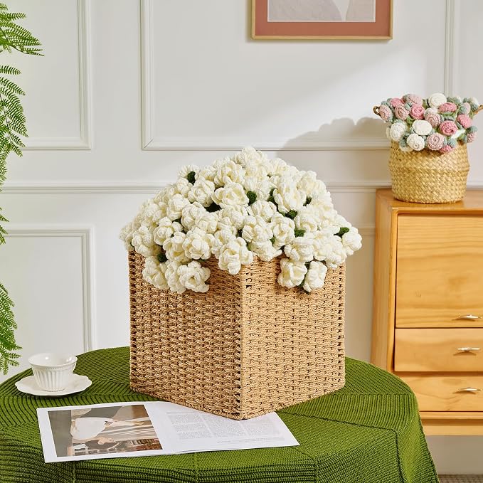 Longhui bedding Hand Crochet Lily Bouquet Throw Blanket - 60 Inch Lightweight Floral Afghan, Elegant & Meaningful Gift for Her, Wife, or Mom, Perfect for Mother‘s Day, Wedding & Valentine’s Day