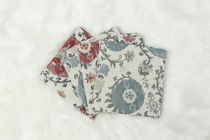Mika Home Pack of 2 Jacquard Circle Floral Pillow Cover, Cream Red | Throw Pillow Case, Decorative, For 22X22 Inserts
