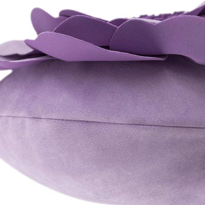 JWH 3D Flower Throw Pillow Cover Decorative Floral Shaped Cushion Round Pillowcase for Bedroom Bed Couch Living Room 14 Inch Light Purple
