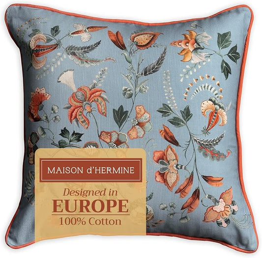 Maison d' Hermine Throw Pillow Covers 100% Cotton (18" x 18" - Pack of 1)