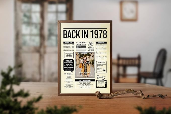 Personalized 47 year old birthday gifts - Back in 1978 Poster - Centerpiece Table Decorations 47th Birthday Party - Custom Born in 1978 Newspaper Vintage Poster for Men, Women