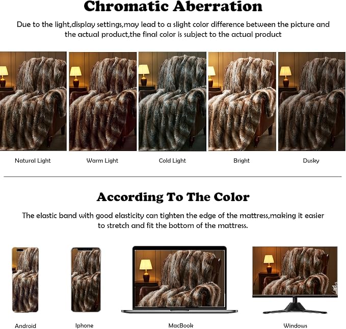 NEWCOSPLAY Faux Fur Thick Throw Blanket for Couch,Stripe Dark Brown,50"x60" | Luxury Fluffy Thick Warm Blanket for Couch Sofa Bed 1000GSM, Soft Plush Cozy Decorative Throw, Gift for Women Men