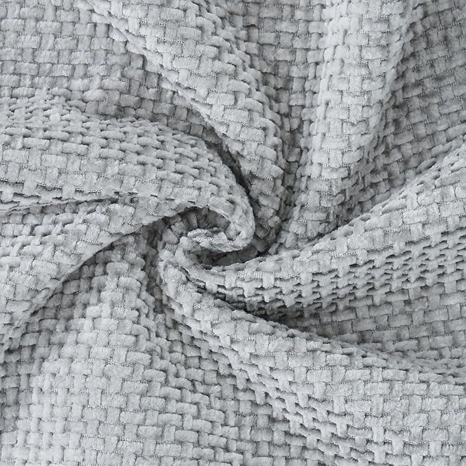 MADIZZ Decorative Chenille Velvet Throw Pillow Covers Set of 2 Soft Boho Textured Neutral Couch Throw Pillow for Bed Modern Farmhouse Home Decor for Sofa Livingroom Grey 12x20 Inch