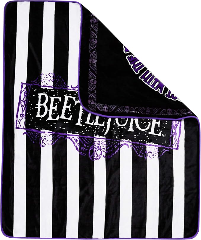 Spirit Halloween Reversible Beetlejuice Fleece Blanket