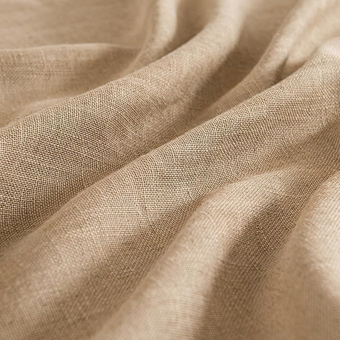MIULEE Brown Linen Curtains 52x108 Inch Long for Bedroom Living Room | Soft Thick Linen Textured Window Drapes, Semi Sheer Light Filtering, Back Tab Rod Pocket, Burlap Look Country Decor, 2 Panels