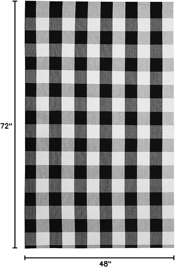 KOZYFLY Buffalo Plaid Area Rug 4 x 6 Ft Black and White Checkered Rug Washable Outdoor Rugs Cotton Rugs for Bedroom Front Door Mat Carpet for Front Porch Living Room Dining Room Kitchen | Washable Outdoor Rugs, Cotton Front Porch Rug, Woven Front Door ...